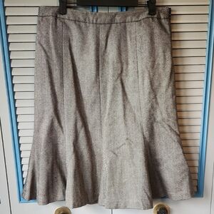 Chaps Grey Herringbone Wool Blend Skirt